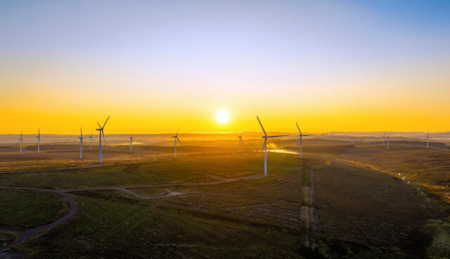 Sunrise on wind farm
